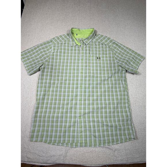 Under Armour Men's 2XL Blue Green Lot 2 Drift Tide 2.0 Short Sleeve Button Shirt - Picture 10 of 10